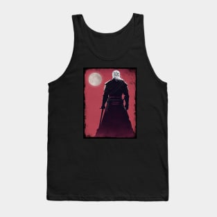 White Wolf Howling at the Moon - Red - Fantasy Witcher Tank Top